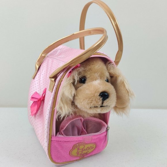 Pucci Pups Cocker Spaniel Plush Puppy & Golden Dot Glam Bag - Picture 8 of 10